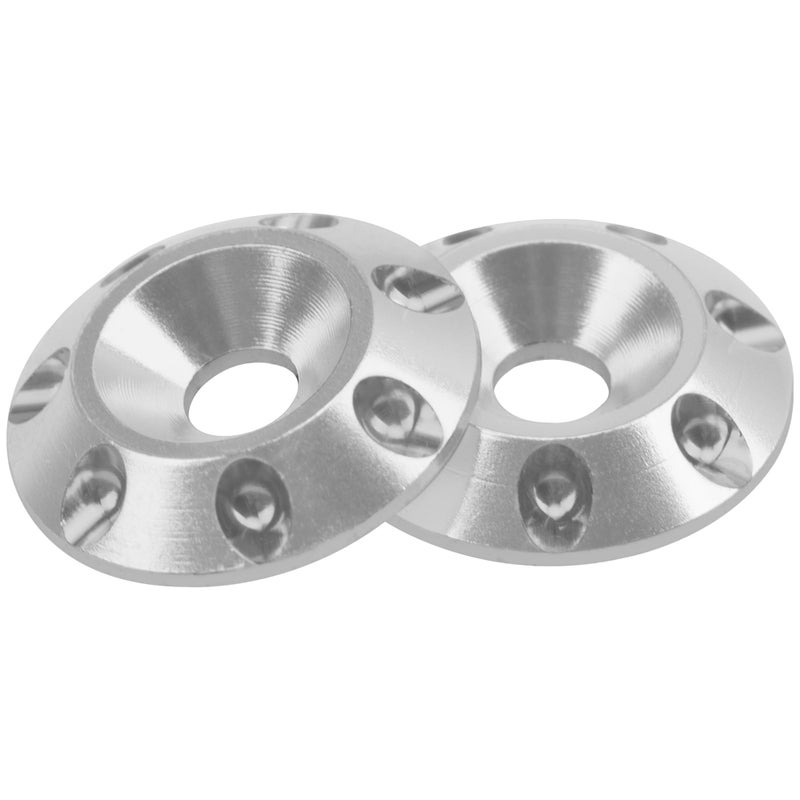 Vgoohobby 2Pcs Vgoohobby RC Metal Rear Wing Buttons Gasket,Universal Rear Fixed Tail Protection Spacer for 1/10 RC Off Road Short Truck Buggy Racing Car (Silver) - Image 3